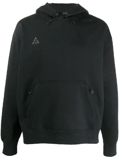 Nike Logo-embroidered Hooded Sweatshirt In Black