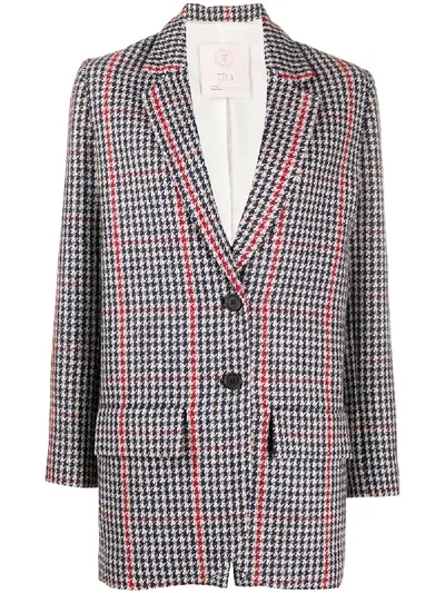 Tela Houndstooth Blazer In Blue