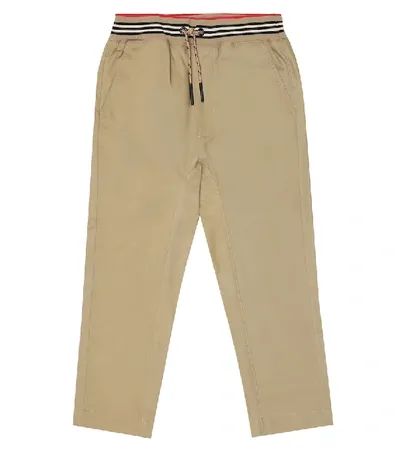 Burberry Kids' Dilan Icon Stripe Drawstring Pants In Honey