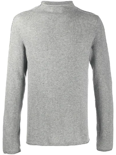 Transit Mock Neck Fine Knit Jumper In Grey