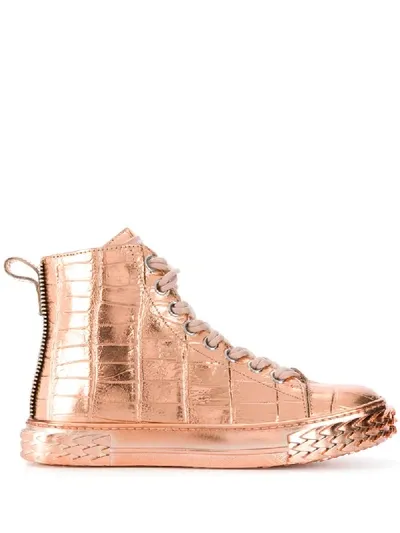 Giuseppe Zanotti Blabber Metallic High-top Sneakers In Orange