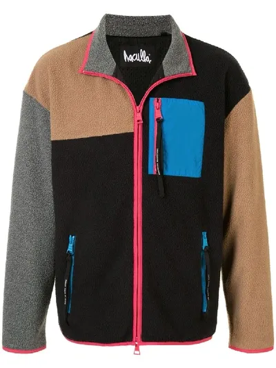 Haculla Colour Block Shearling Jacket In Schwarz