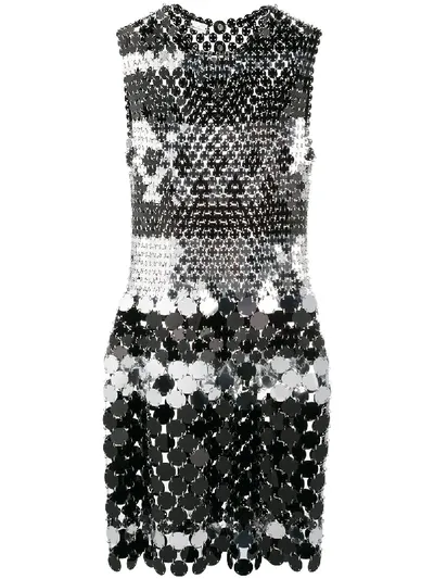 Rabanne Sequinned Chainmail Mini Dress In Black Silver