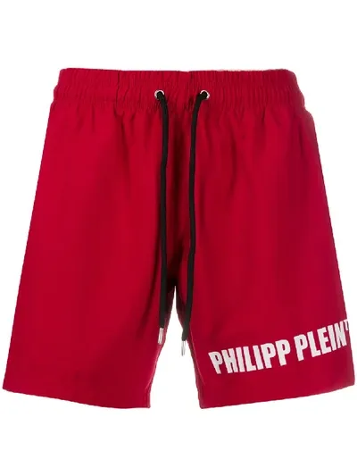 Philipp Plein Logo Print Shorts In Red