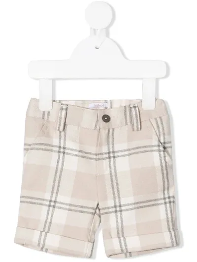 Le Bebé Enfant Babies' Check Plaid Turn-up Hem Shorts In Neutrals