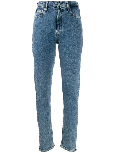 Ck Calvin Klein High Rise Slim-fit Jeans In Blue