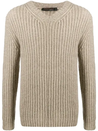 Incentive! Cashmere Chunky Knit V-neck Cashmere Jumper In Neutrals