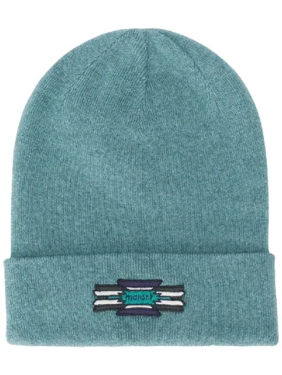 Isabel Marant Embroidered Logo Beanie In Blue