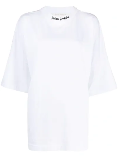 Palm Angels Logo-print Oversized Cotton-jersey T-shirt In White