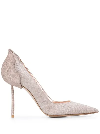 Le Silla Pointed Glitter Detail Pumps In Gold