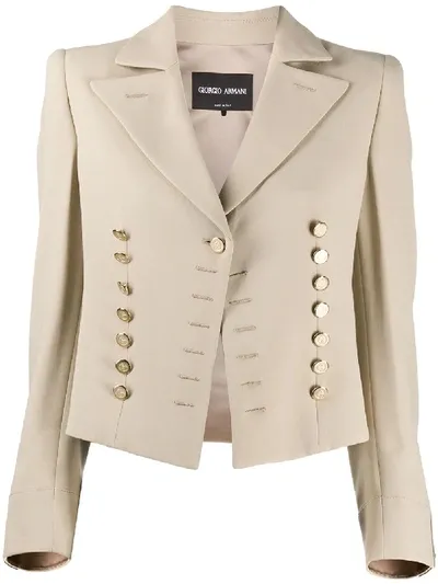 Giorgio Armani Fitted Military Jacket In Neutrals