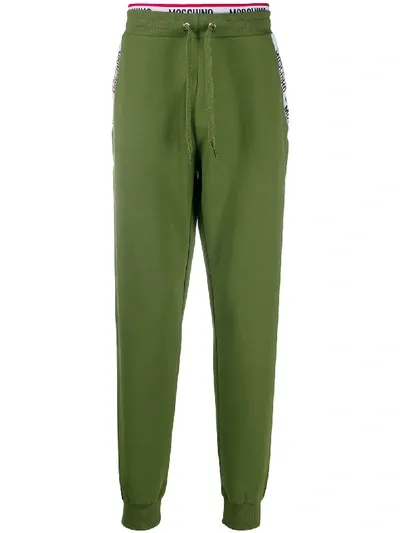 Moschino Logo Waistband Track Pants In Green