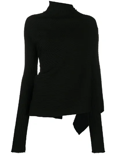 Marques' Almeida Asymmetric Knit Top In Black