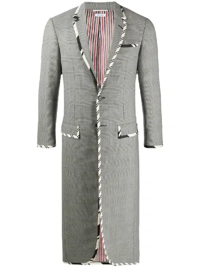 Thom Browne Drop-waist Button-front Coat In 980 Blk/wht