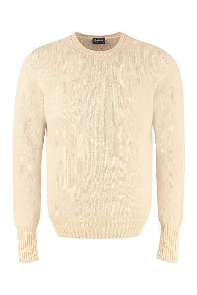 Drumohr Long Sleeve Crew-neck Sweater In Beige