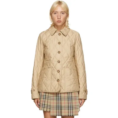 Burberry Beige Quilted Diamond Thermoregulated Jacket In Dusty Beige