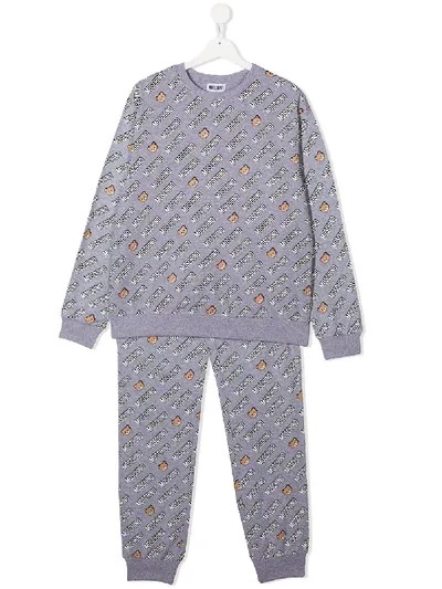 Moschino Teen Teddy Bear Tracksuit Set In Grey