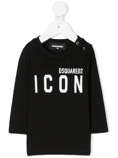 Dsquared2 Babies' Logo Print Cotton T-shirt In Black