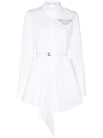 Off-white Logo Asymmetric Shirt Dress In White