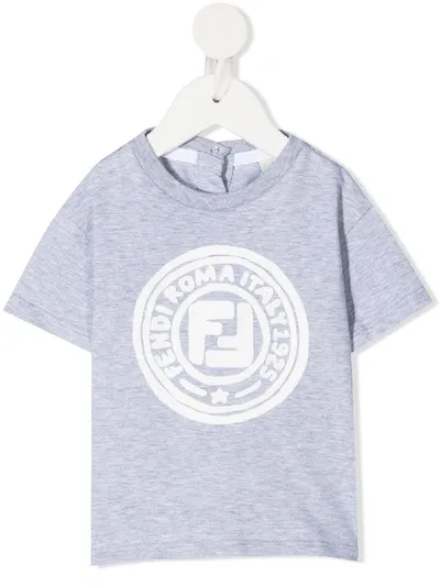 Fendi Babies' Logo-print Cotton T-shirt In Grey