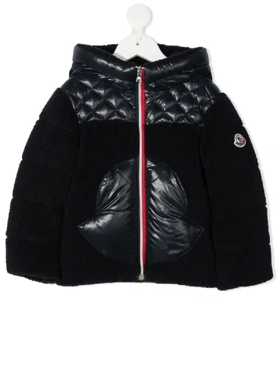 Moncler Babies' Quilted Panel Puffer Jacket In Blue