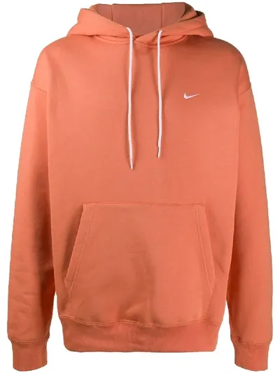 Nike Embroidered Logo Hoodie In Orange