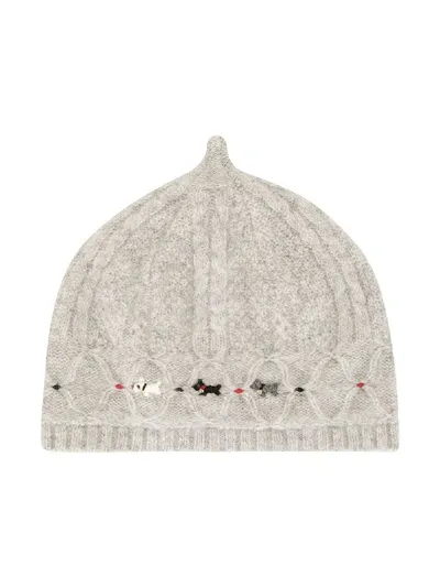 Familiar Babies' Multi-knit Embroidered Hat In Grey