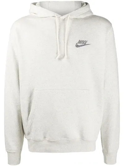 Nike Embroidered Logo Hoodie In Grey