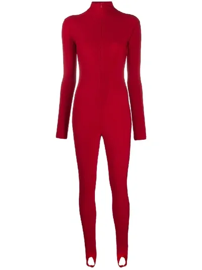 Atu Body Couture Stirrup-hem Catsuit In Red