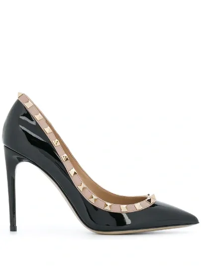 Valentino Garavani Patent Rockstud 105mm Pumps In Black