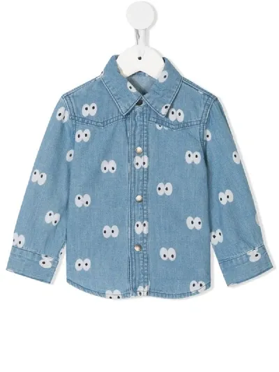 Stella Mccartney Kids' Eye Print Denim Shirt In Blue