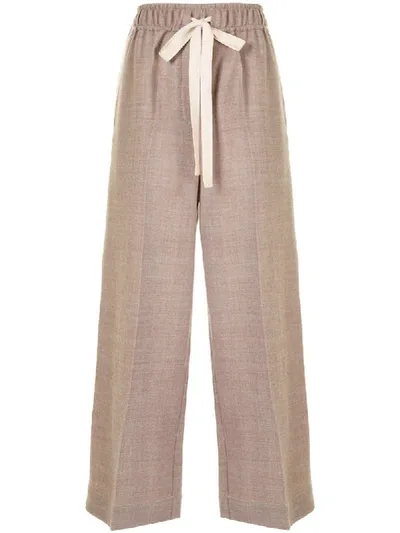 Lee Mathews Drawstring Waist Trousers In Brown