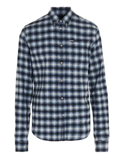 Dsquared2 Relax Dan Check Cotton Shirt In Blue