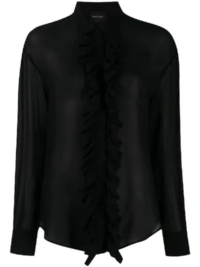 Simonetta Ravizza Ruffle Trim Shirt In Black