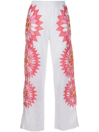 Emilio Pucci Embroidered Trousers In White