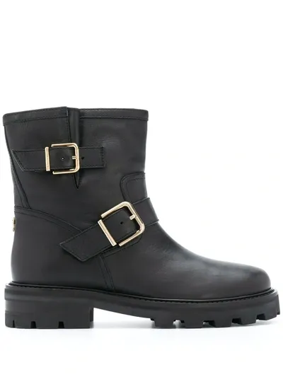 Jimmy Choo Youth Buckle Ankle Boots In Black