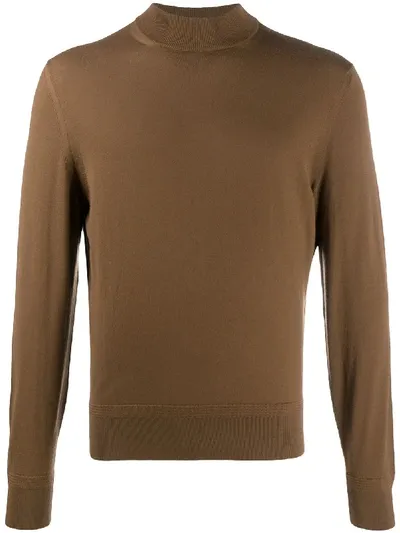 Tom Ford Knitted Turtleneck Sweater In Brown