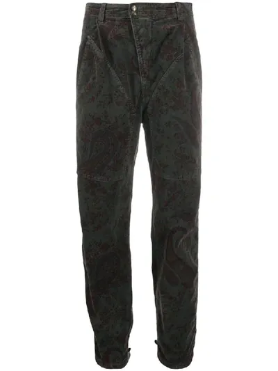 Etro Paisley-print High-waisted Trousers In Grey