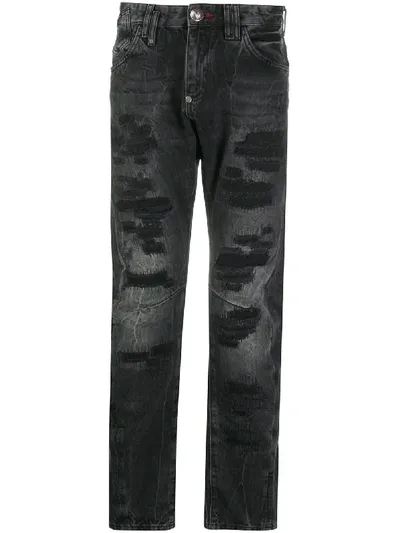 Philipp Plein Milano-fit Skull Jeans In Black