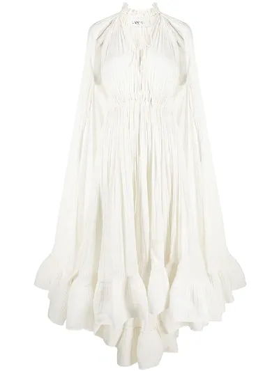 Lanvin Long-sleeve Ruffle Gown In White