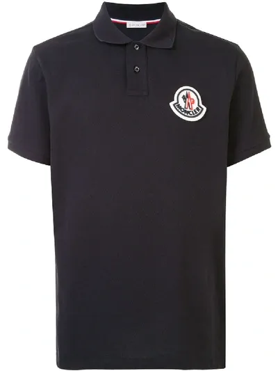 Moncler Logo-patch Polo Shirt In Black