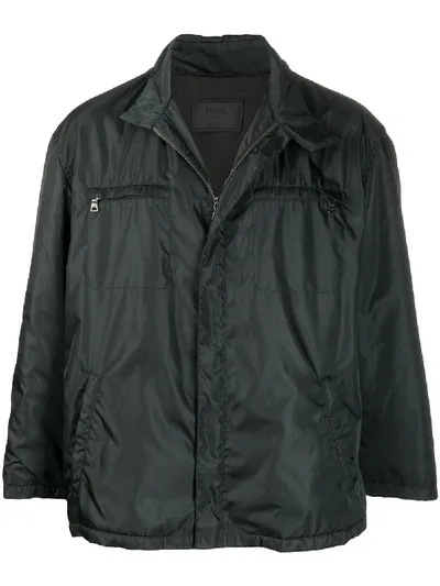 Pre-owned Prada 1990s Jacke Mit Abnehmbarer Kapuze In Black