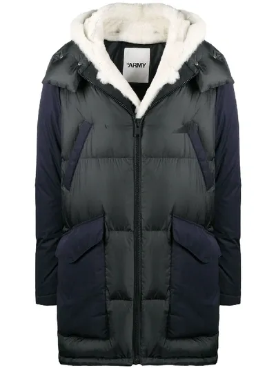 Yves Salomon Zipped Padded Coat In Blue