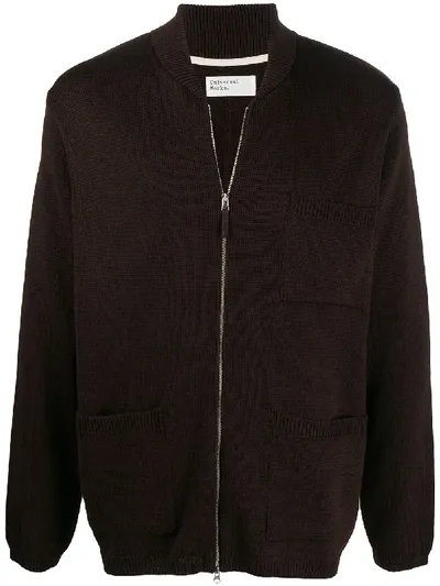 Universal Works Zip Front Knitted Jacket In Brown