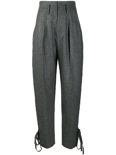 Isabel Marant Pleated High-waisted Tie-ankle Trousers In Grey