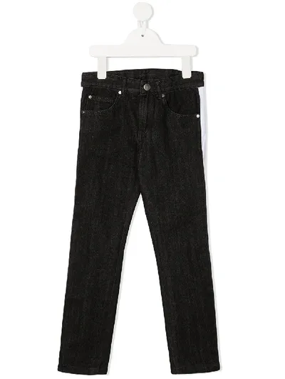 Stella Mccartney Kids' Side Stripe Slim-fit Jeans In Black