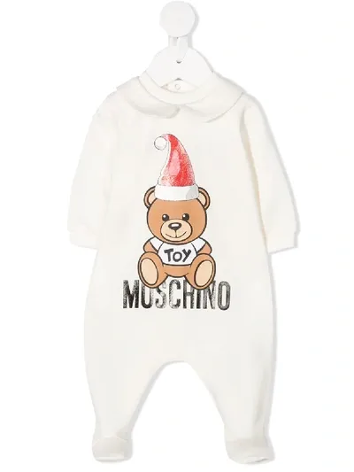 Moschino Babies' Teddy Bear Print Romper In White