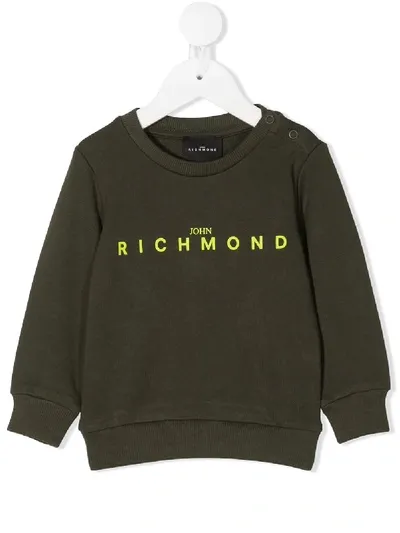 John Richmond Junior Babies' Graphic-print Crew Neck Sweatshirt In Green