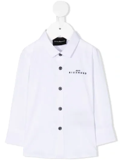 John Richmond Junior Babies' Embroidered Logo Long-sleeved Shirt In White