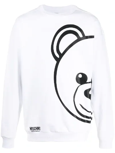 Moschino Teddy Bear Print Sweatshirt In White